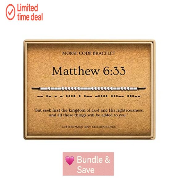 Sterling Silver Morse Code Bracelet, Adjustable Silk Cord, Inspirational Faith - Picture 2 of 7